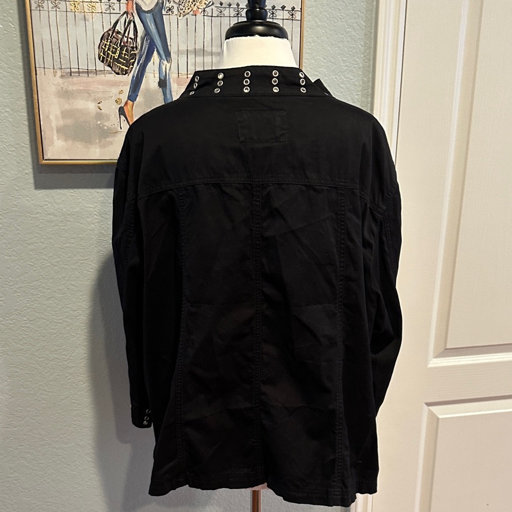 Live a Little Sz 3X Black Grommets Utility Jacket • NEW! - Picture 6 of 10